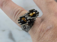 Load image into Gallery viewer, Womens Vintage Estate Sterling Silver Modernist Tigers Eye Ring 10.2g E4112