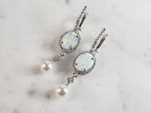 Load image into Gallery viewer, Womens Estate Sterling Silver Opal Earrings 7.0g E4113