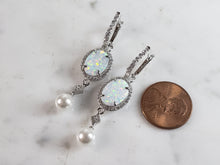 Load image into Gallery viewer, Womens Estate Sterling Silver Opal Earrings 7.0g E4113
