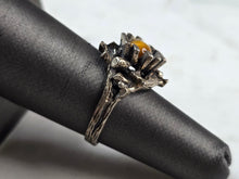 Load image into Gallery viewer, Womens Vintage Estate Sterling Silver Floral Tigers Eye Ring 4.9g E4117