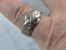 Load image into Gallery viewer, Womens Vintage Estate Sterling Silver Modernist Puzzle Ring 6.3g E4120