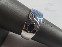 Load image into Gallery viewer, Womens Sterling Silver Modernist Blue Opal Ring 4.6g E4125