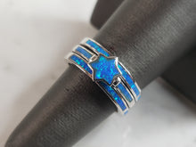 Load image into Gallery viewer, Womens Sterling Silver Modernist Blue Opal Star Ring 6.8g E4126