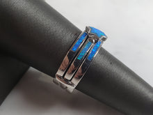 Load image into Gallery viewer, Womens Sterling Silver Modernist Blue Opal Star Ring 6.8g E4126