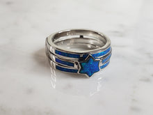 Load image into Gallery viewer, Womens Sterling Silver Modernist Blue Opal Star Ring 6.8g E4126