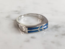 Load image into Gallery viewer, Womens Sterling Silver Modernist Blue Opal Ring 4.5g E4131