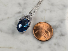 Load image into Gallery viewer, Womens Vintage Estate Sterling Silver Topaz Pendant Necklace 4.8g E4159