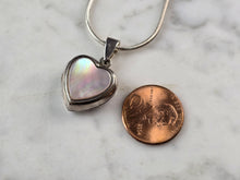 Load image into Gallery viewer, Womens Vintage Sterling Silver MOP Heart Pendant Locket Necklace 14.8g #E4163