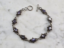 Load image into Gallery viewer, Womens Vintage Estate Sterling Silver Amethyst Bracelet 10.4g E4165