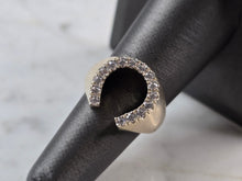 Load image into Gallery viewer, Mens Vintage Estate Sterling Silver CZ Horseshoe Ring 4.8g E4174