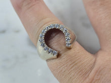Load image into Gallery viewer, Mens Vintage Estate Sterling Silver CZ Horseshoe Ring 4.8g E4174