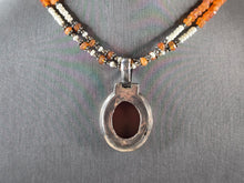Load image into Gallery viewer, Womens Vintage Sterling Silver Carnelian Pendant Beaded Necklace 34.0g E4180
