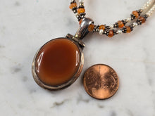 Load image into Gallery viewer, Womens Vintage Sterling Silver Carnelian Pendant Beaded Necklace 34.0g E4180