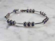 Load image into Gallery viewer, Womens Vintage Estate Sterling Silver Modernist Sapphire Bracelet 13.1g #E4181