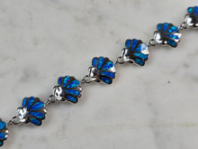 Load image into Gallery viewer, Womens Sterling Silver Blue Opal Sea Shell Bracelet 14.2g E4184