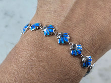 Load image into Gallery viewer, Womens Sterling Silver Blue Opal Sea Shell Bracelet 14.2g E4184