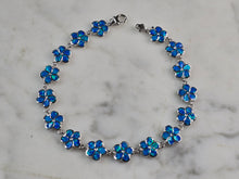 Load image into Gallery viewer, Womens Sterling Silver Blue Opal Floral Bracelet 9.6g E4185