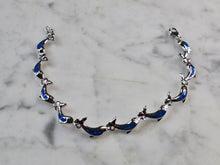 Load image into Gallery viewer, Womens Sterling Silver Blue Opal Dolphin Ocean Bracelet 10.9g E4189