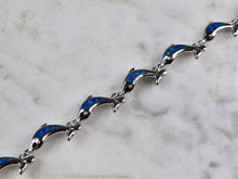 Load image into Gallery viewer, Womens Sterling Silver Blue Opal Dolphin Ocean Bracelet 10.9g E4189