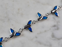 Load image into Gallery viewer, Womens Sterling Silver Blue Opal Whale Tail Ocean Bracelet 11.9g E4190