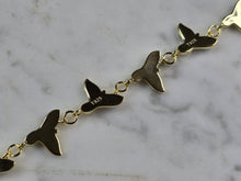 Load image into Gallery viewer, Womens Sterling Silver Gold Tone Blue Opal Whale Tail Ocean Bracelet 11.8g E4192