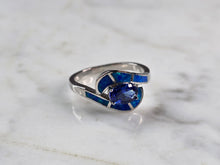 Load image into Gallery viewer, Womens Sterling Silver Blue Opal Tanzanite Ring 3.5g E4193
