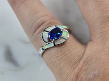Load image into Gallery viewer, Womens Sterling Silver Opal Tanzanite Modernist Ring 3.3g E4194