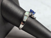 Load image into Gallery viewer, Womens Sterling Silver Opal Tanzanite Modernist Ring 3.8g E4195