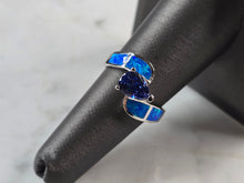 Load image into Gallery viewer, Womens Sterling Silver Blue Opal Tanzanite Modernist Ring 3.9g E4196