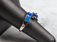 Load image into Gallery viewer, Womens Sterling Silver Blue Opal Tanzanite Modernist Ring 3.9g E4196