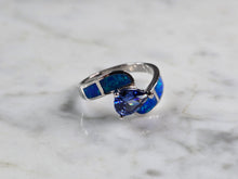 Load image into Gallery viewer, Womens Sterling Silver Blue Opal Tanzanite Modernist Ring 3.9g E4196