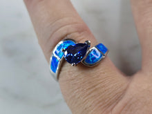 Load image into Gallery viewer, Womens Sterling Silver Blue Opal Tanzanite Modernist Ring 3.9g E4196