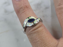 Load image into Gallery viewer, Womens Sterling Silver Opal Tanzanite Modernist Ring 3.6g E4198
