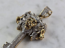 Load image into Gallery viewer, Mens Vintage Estate 10K Gold Diamond Lion Head Key Pendant 9.8g E4204