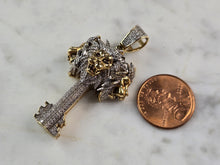 Load image into Gallery viewer, Mens Vintage Estate 10K Gold Diamond Lion Head Key Pendant 9.8g E4204