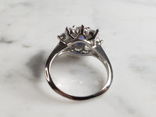 Load image into Gallery viewer, Womens Estate Sterling Silver Modernist Blue Opal Floral Ring 3.7g E4205