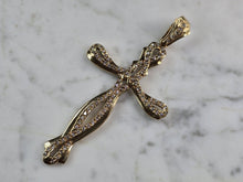 Load image into Gallery viewer, Womens Vintage Estate 10k Gold CZ Religious Crucifix Cross Pendant 11.4g E4210