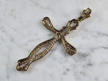Load image into Gallery viewer, Womens Vintage Estate 10k Gold CZ Religious Crucifix Cross Pendant 11.4g E4210