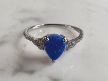 Load image into Gallery viewer, Womens Estate Sterling Silver Modernist Blue Opal Ring 2.0g E4214