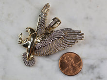 Load image into Gallery viewer, Mens Vintage Estate 10K Yellow Gold Diamond Eagle Pendant 15.9g E4216