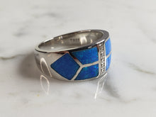 Load image into Gallery viewer, Womens Estate Sterling Silver Modernist Blue Opal Ring 6.5g E4220