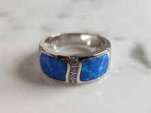 Load image into Gallery viewer, Womens Estate Sterling Silver Modernist Blue Opal Ring 5.0g E4221
