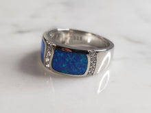 Load image into Gallery viewer, Womens Estate Sterling Silver Modernist Blue Opal Ring 5.0g E4221