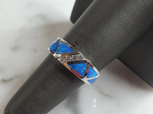 Load image into Gallery viewer, Womens Estate Sterling Silver Modernist Blue Opal Ring 4.9g E4222