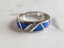 Load image into Gallery viewer, Womens Estate Sterling Silver Modernist Blue Opal Ring 4.9g E4222