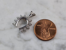 Load image into Gallery viewer, Womens Vintage Estate 14K White Gold Diamond Lucky Horseshoe Pendant 2.0g E4225