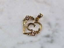Load image into Gallery viewer, Womens Vintage 14k Beverly Hills Multi Gold Rose Heart C Pendant 0.9g E4227