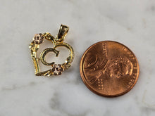Load image into Gallery viewer, Womens Vintage 14k Beverly Hills Multi Gold Rose Heart C Pendant 0.9g E4227