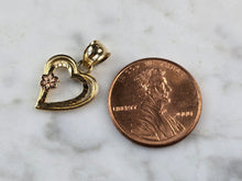 Load image into Gallery viewer, Womens Vintage Estate 14K Yellow &amp; Rose Gold Heart Pendant 0.9g E4230