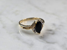 Load image into Gallery viewer, Womens Vintage Estate 14K Yellow Gold Onyx Diamond Town Country Ring 3.1g E4236